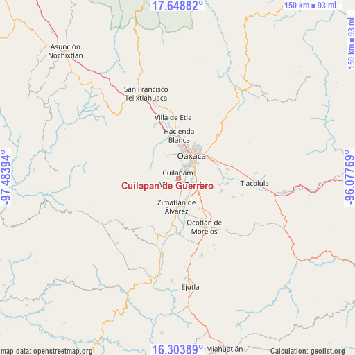 Cuilapan de Guerrero on map