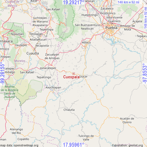 Cuexpala on map