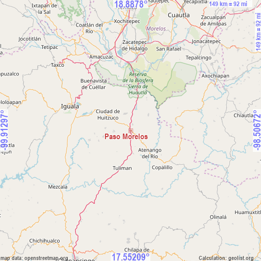 Paso Morelos on map