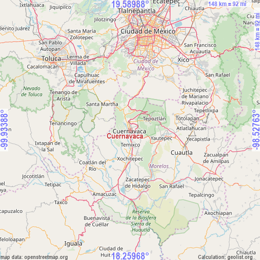 Cuernavaca on map