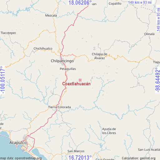 Coaxtlahuacán on map