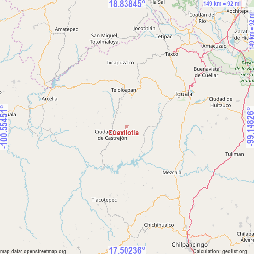 Cuaxilotla on map