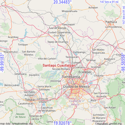 Santiago Cuautlalpan on map