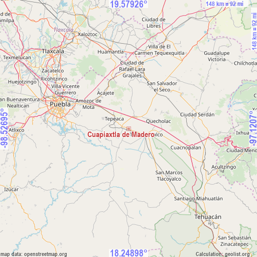 Cuapiaxtla de Madero on map