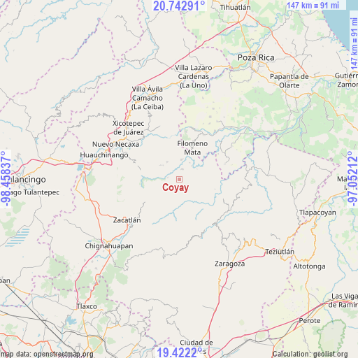 Coyay on map