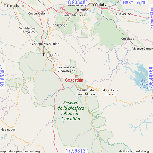 Coxcatlán on map