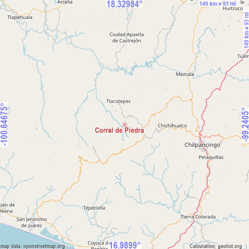 Corral de Piedra on map