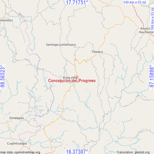 Concepción del Progreso on map