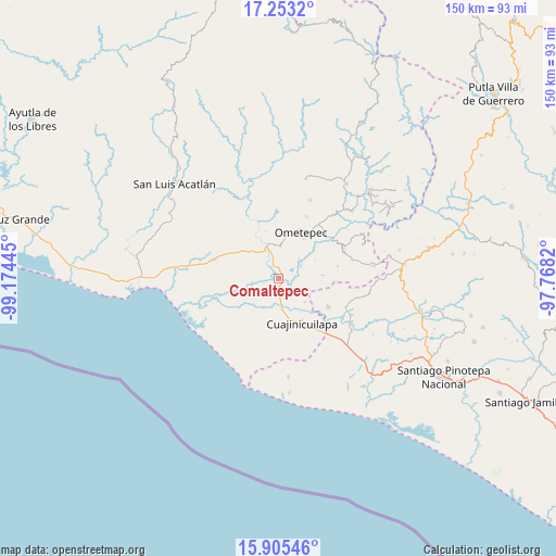 Comaltepec on map