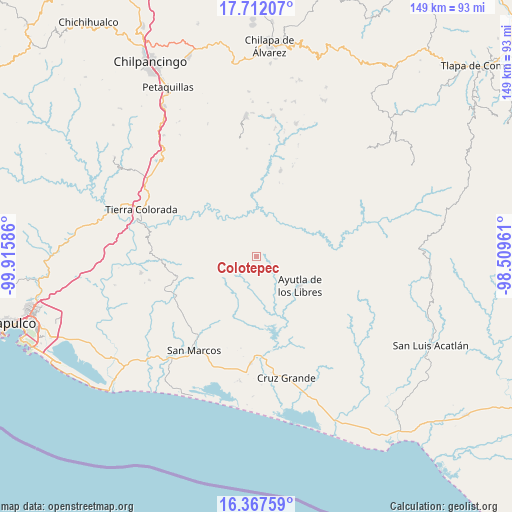 Colotepec on map