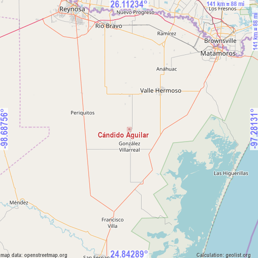 Cándido Aguilar on map