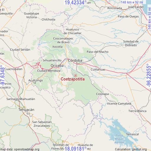 Coetzapotitla on map