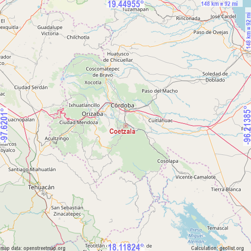 Coetzala on map