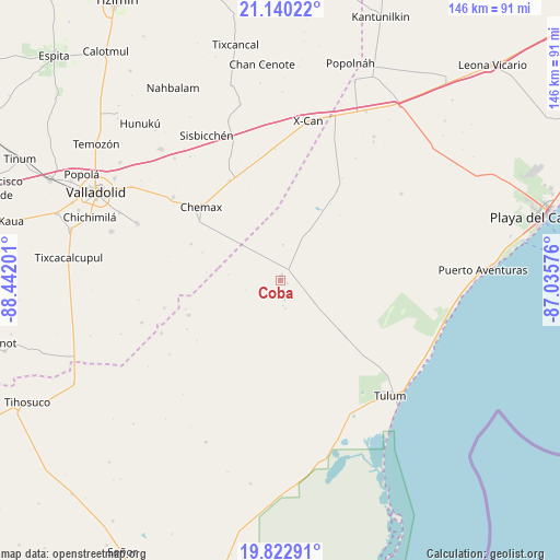 Coba on map