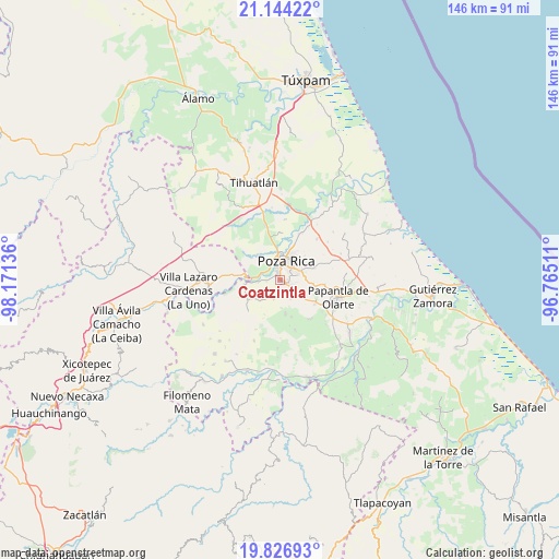 Coatzintla on map