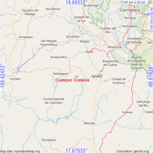 Coatepec Costales on map