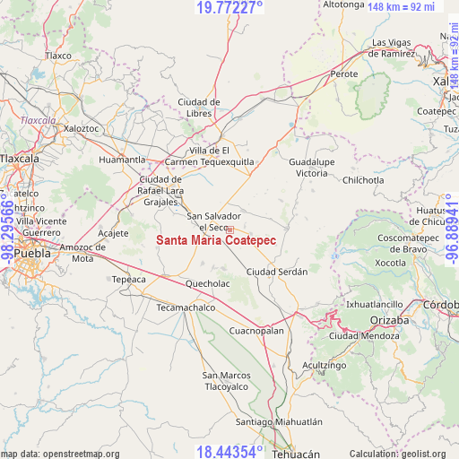 Santa Maria Coatepec on map