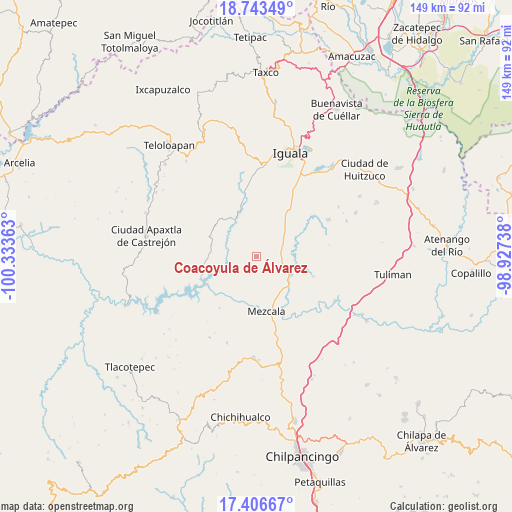 Coacoyula de Álvarez on map