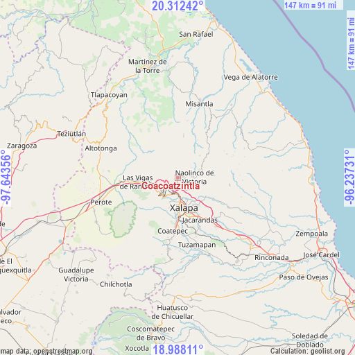 Coacoatzintla on map