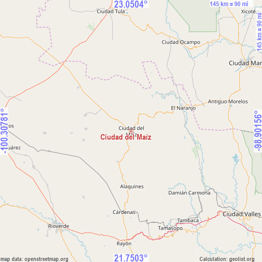 Ciudad del Maíz on map
