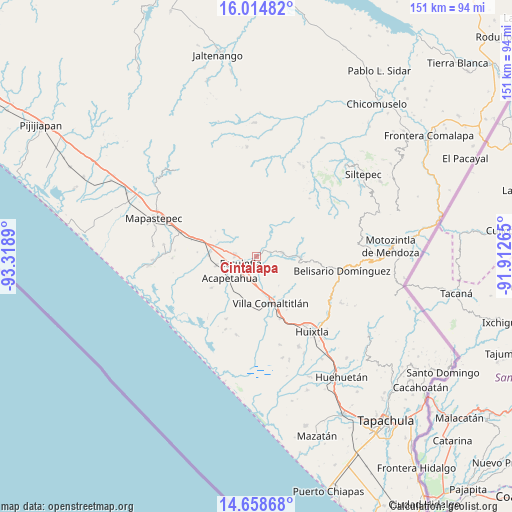 Cintalapa on map