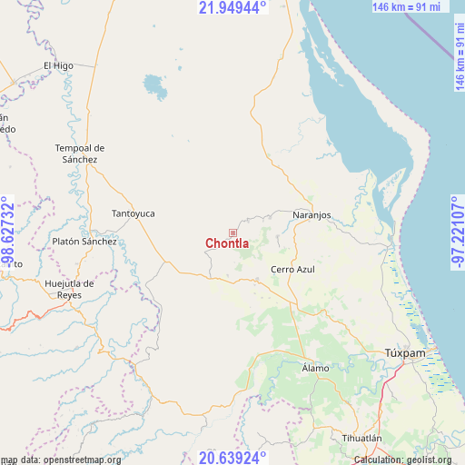 Chontla on map