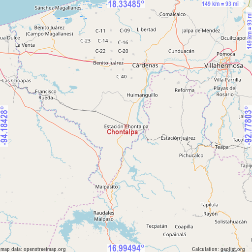 Chontalpa on map