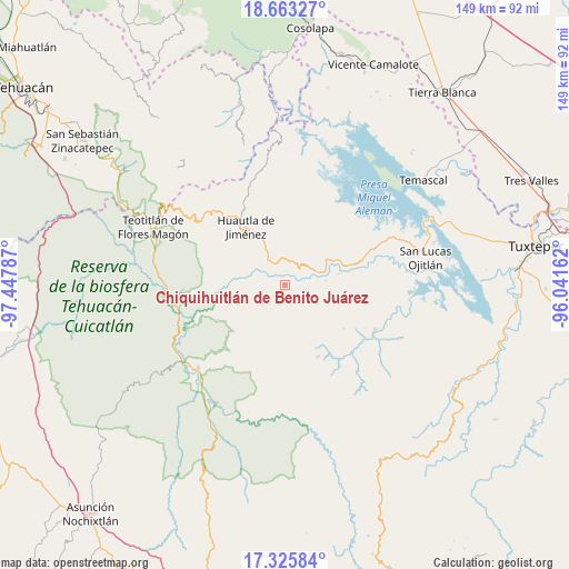 Chiquihuitlán de Benito Juárez on map