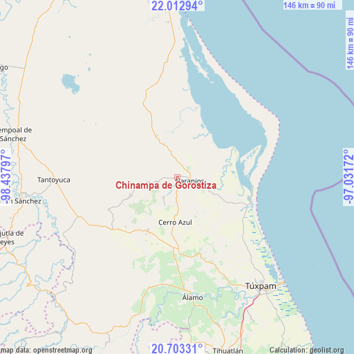 Chinampa de Gorostiza on map