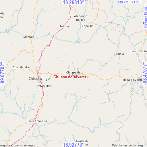 Chilapa de Álvarez on map