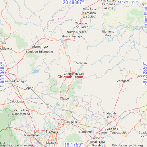 Chignahuapan on map