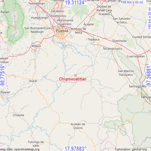 Chigmecatitlán on map