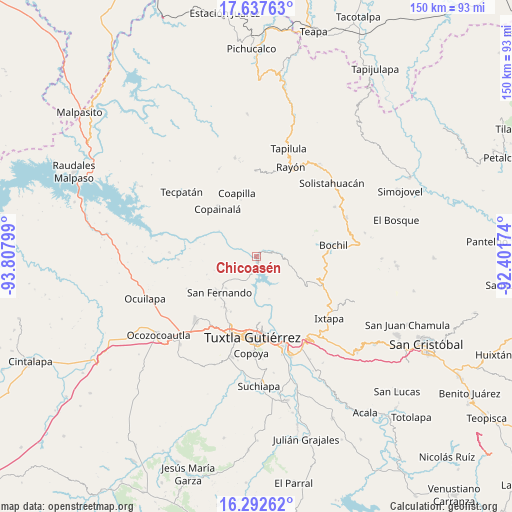 Chicoasén on map