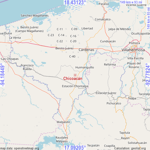 Chicoacán on map