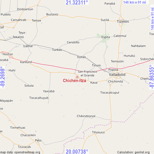 Chichén-Itzá on map