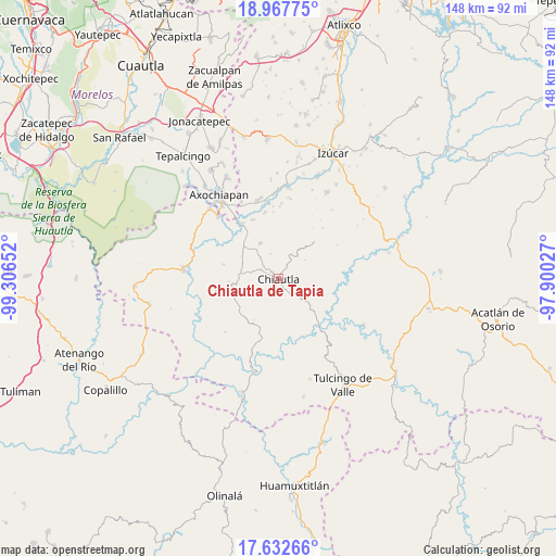 Chiautla de Tapia on map