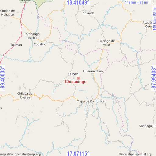 Chiaucingo on map