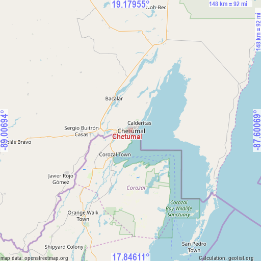 Chetumal on map