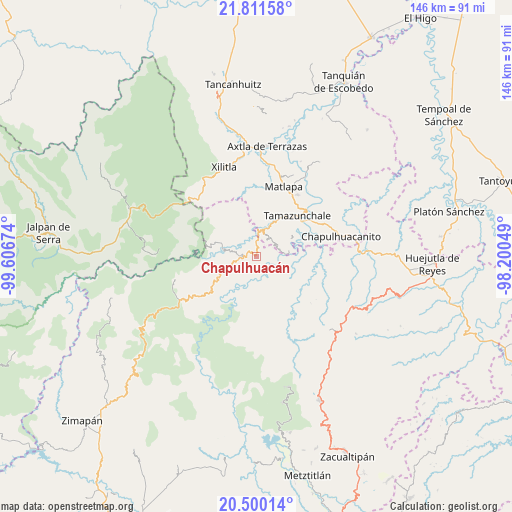 Chapulhuacán on map