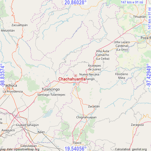 Chachahuantla on map