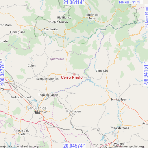Cerro Prieto on map