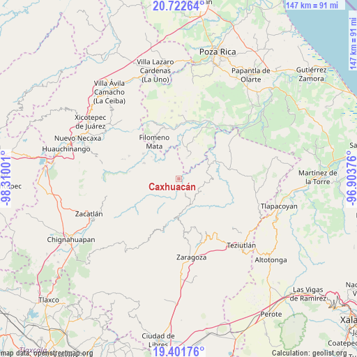 Caxhuacán on map