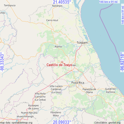 Castillo de Teayo on map