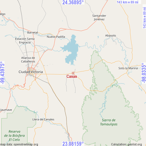 Casas on map