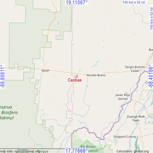Caobas on map
