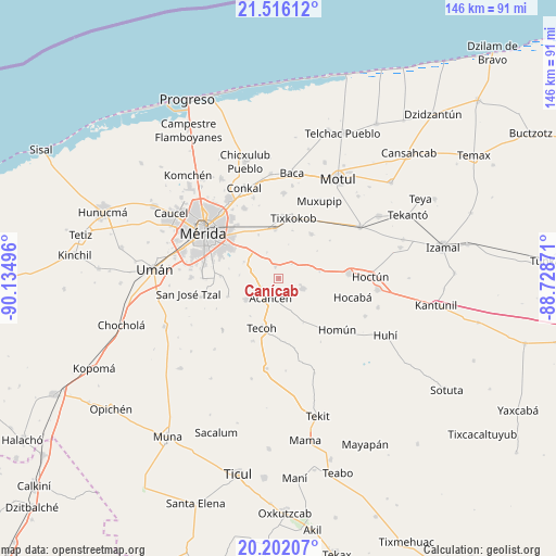 Canícab on map