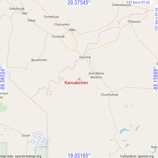 Kancabchén on map
