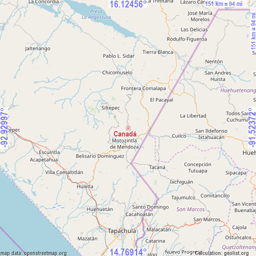 Canadá on map