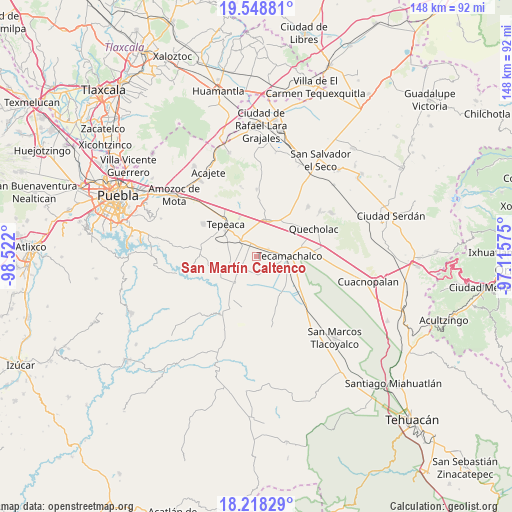 San Martín Caltenco on map