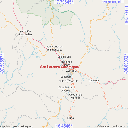 San Lorenzo Cacaotepec on map